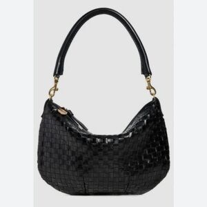 Clare V Petite Moyen Black Woven Leather Bag
